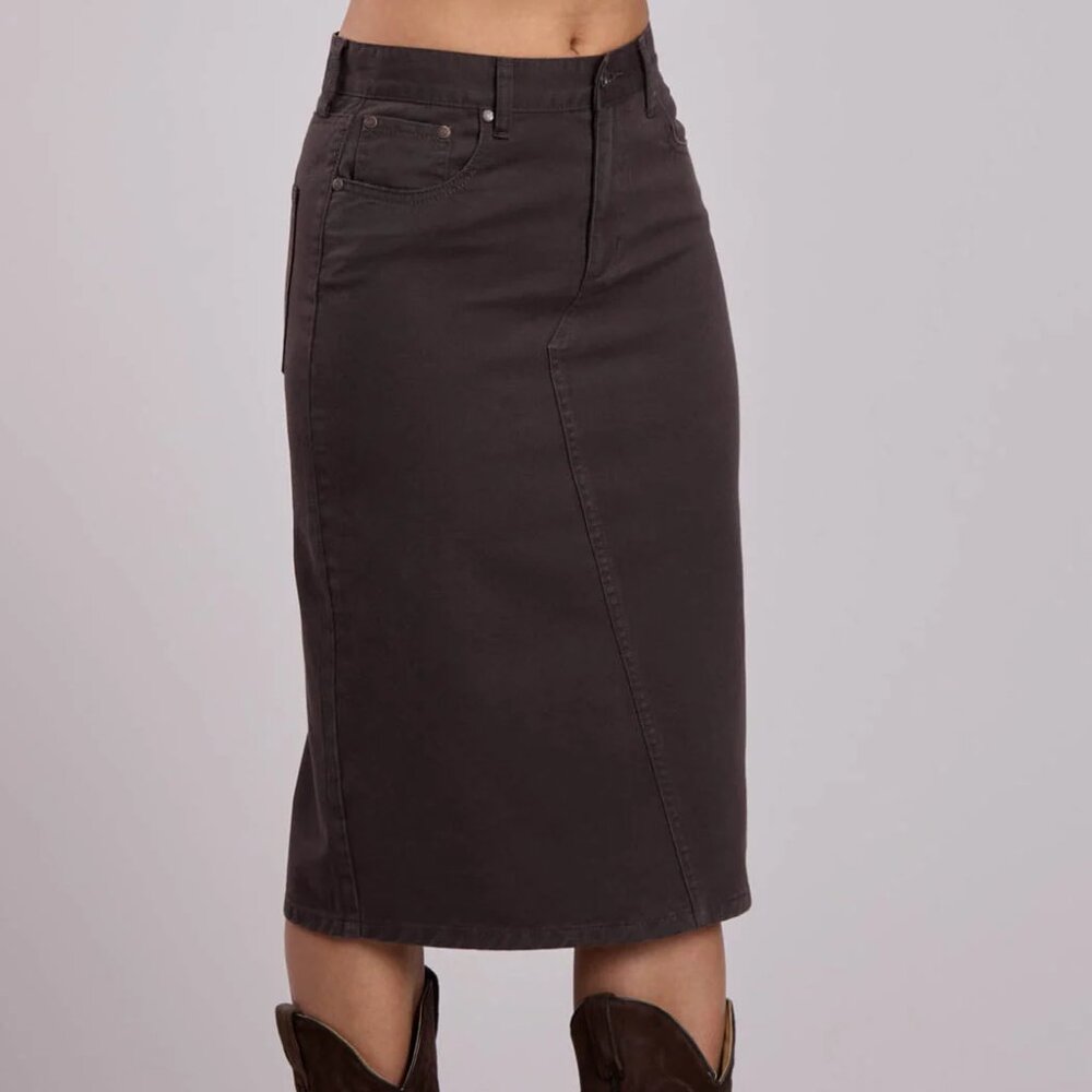 Stetson Womens 5 Pocket Maxi Chocolate Cotton Blend Skirt